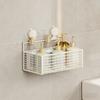 Long Permanent Metal Suction Shelf For Bathroom Counter Featuring Roomy Basket Simple Arrange 15cm Deep