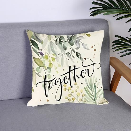 45x45CM Square Pillow Case Natural Plant Fashion Letter Print Modern Zipper Linen Blend Sofa Bedroom Home Decoration Pillow Cushion Cover