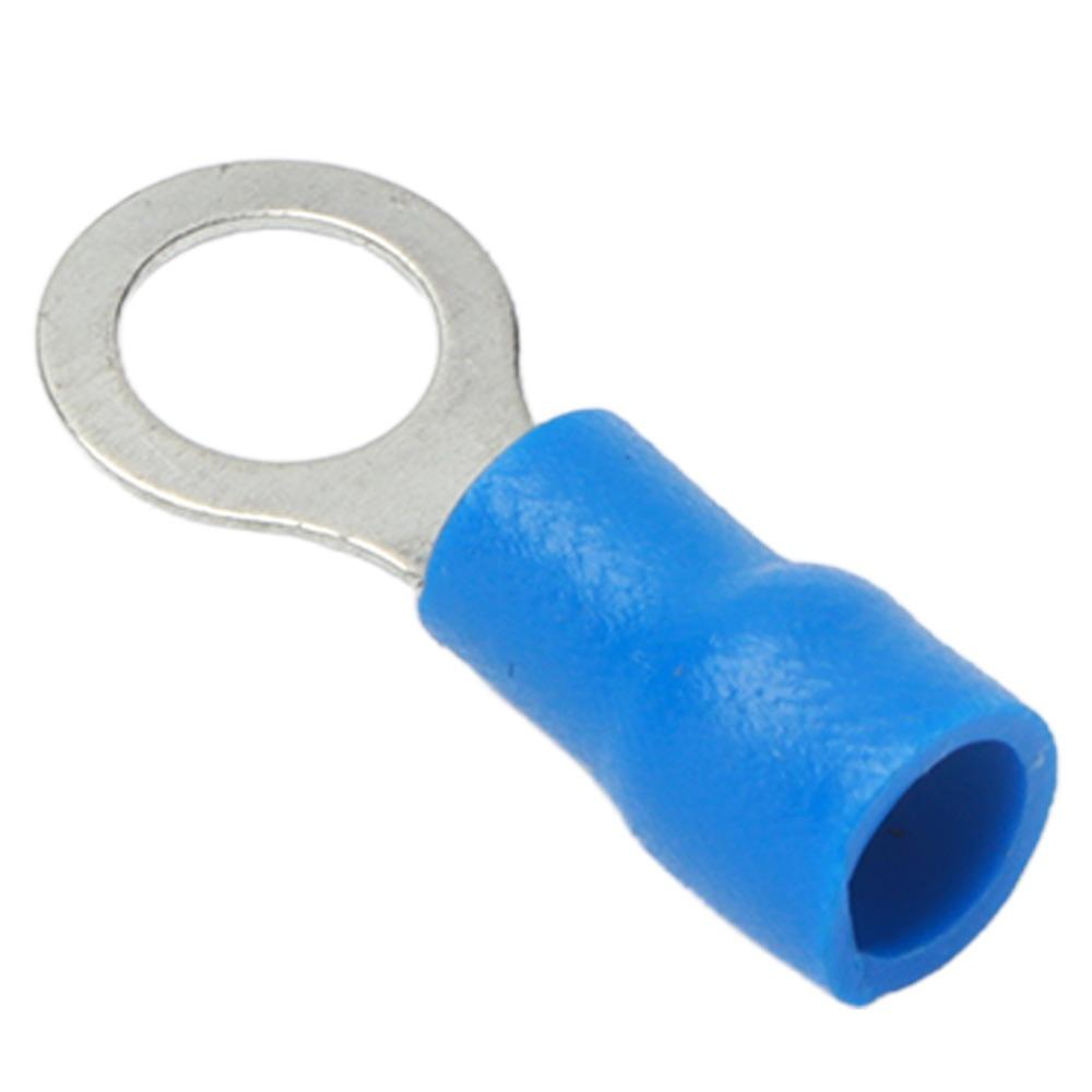 100PCS AWG 22-16 Insulated Ring Terminals RV1.25-5 Blue Wire Crimp Connectors Insulated Terminals Automotive Applications