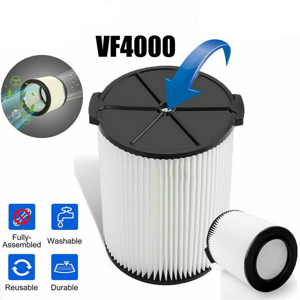 Vakumlu Garaj Atık Vakumu Pileli Filtre Yıkanabilir Yeniden Kullanılabilir Vf4000 Yedek Ridgid Islak/Kuru Yıkanabilir Filtre