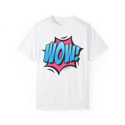 Wow! Zeichnungselement im Comix-Stil :: Unisex stückgefärbtes T-Shirt
