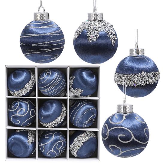 9 Pcs 3.15 Inch Christmas Ball Ornaments Glitter Sequin Xmas Hanging Foam Ball Decorations for Wedding Party Holiday Home Office Decor