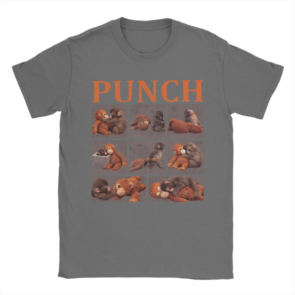 Men TShirts Punch Monkey Funny Animal Amazing Pure Cotton Tees Short Sleeve T Shirts O Neck Clothing 6XL