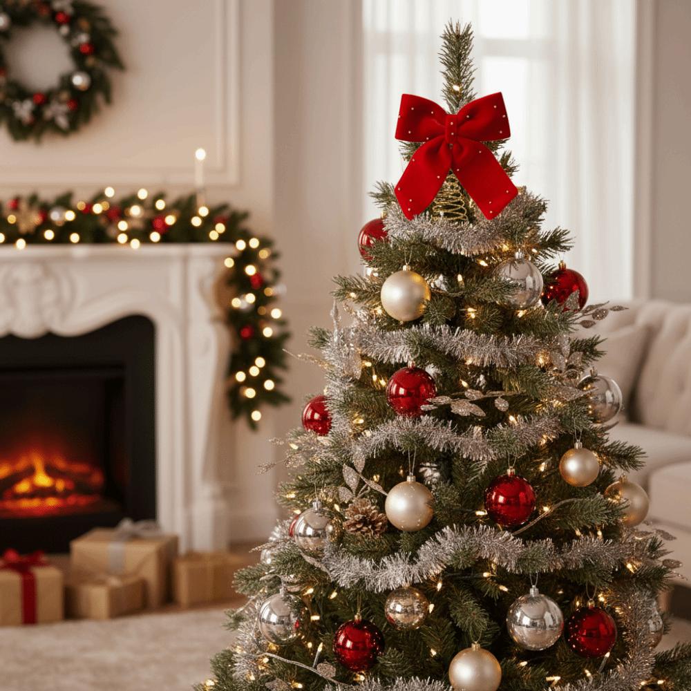 Decorative Christmas Tree Topper Extra-Large Flocked Christmas Bow Christmas Tree Decoration