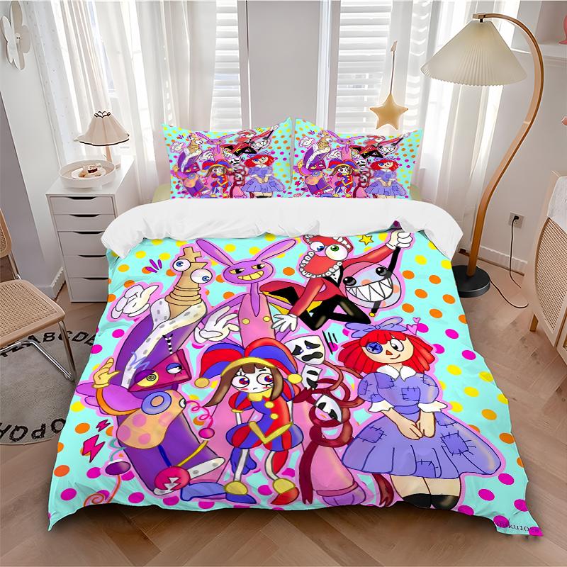 3Pcs Colorful Circus Characters Bedding Sets For All Sizes New 3D Printed Bed Cover Comforter Duvet Cover Pillowcase Bedroom Decoration