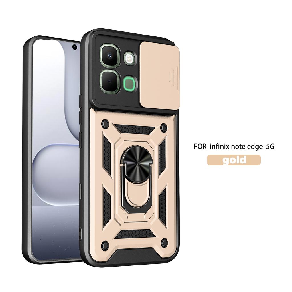 For Infinix Note Edge Case Infinix Note Edge Cover 5G Magnetic Ring Holder Armor Phone Case Slide Camera Protect Back Cover