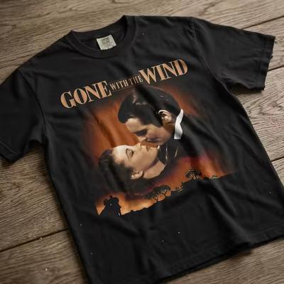 Gone with the Wind Poster T-shirt Classic Movie Romance Tee Summer Unisex Loose and Breathable Cotton T-shirt Top