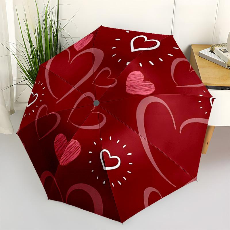 1pc Love Hearts Automatic Open/Close Umbrella Compact Folding Umbrella, All-Season Portable Umbrella for Women/Men F1124355