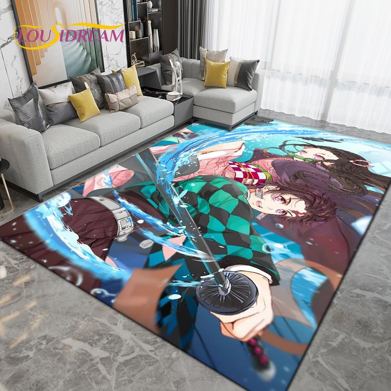 Cartoon Demon Slayer Area Rug Large,Carpet Rug for Living Room Children's Room Decoration,Kids Play Crawl Non-Slip Floor Mat
