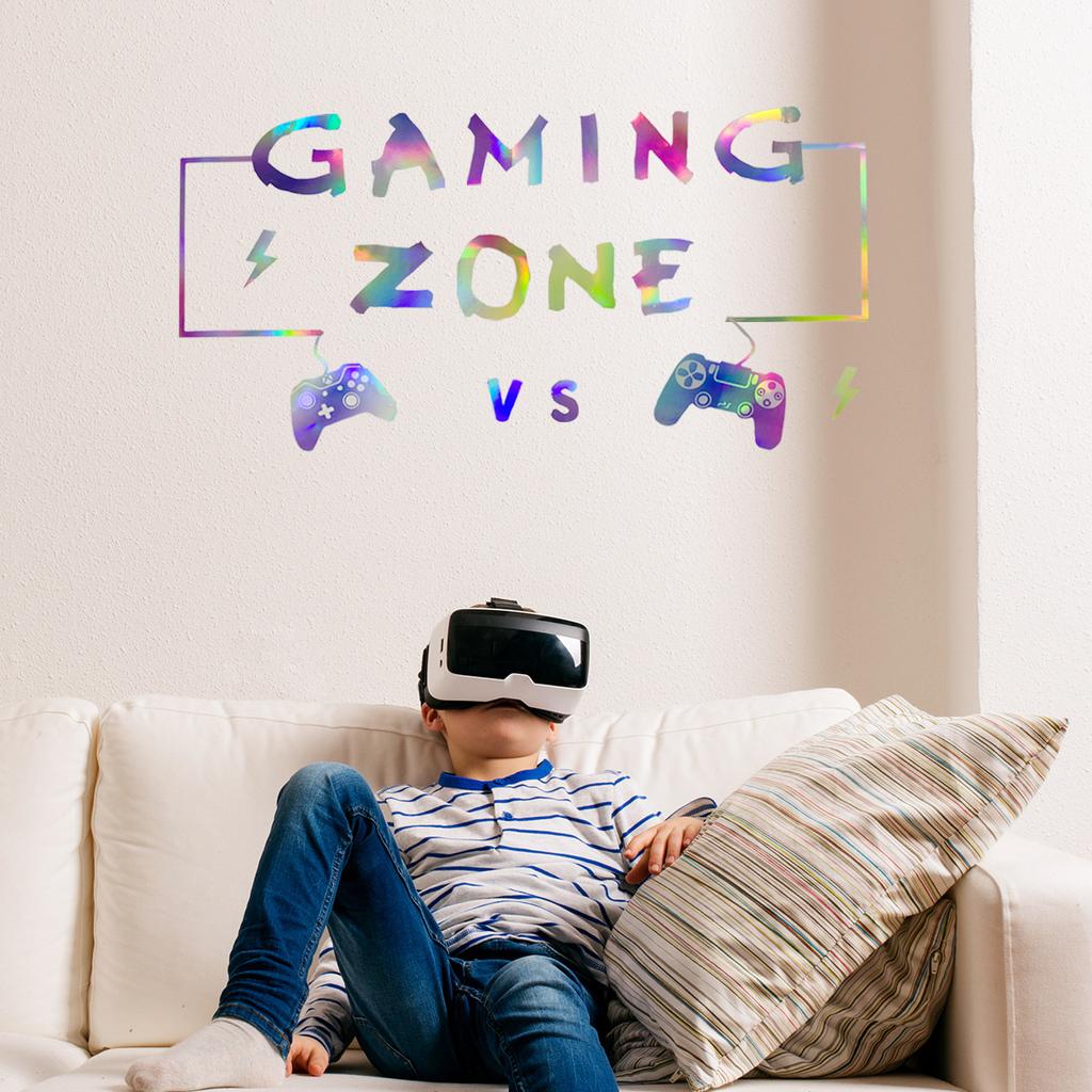 Ls13510 Laser Material Gradual Change Colorful Game English Wall Sticker Viewing Angle Different Pattern Color