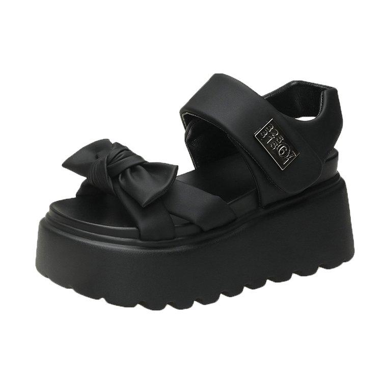 Sandale cu platformă înaltă de modă pentru femei 2024, vară, respirabile, cu toc înalt de 8 cm, pantofi de damă din piele, papuci grosi, sandale pentru femeie