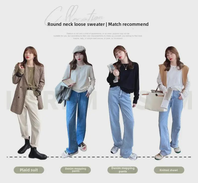 Women's Stylish Cashmere Sweater: Round Neck, Thin, Ideal for Spring & Autumn, 2025 Collection, Versatile Inner or Outer Wear.