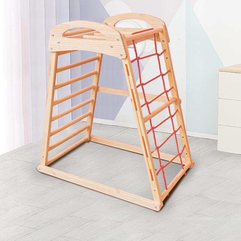Indoor Wooden Climbing Frame with Slide & Swing for Kids