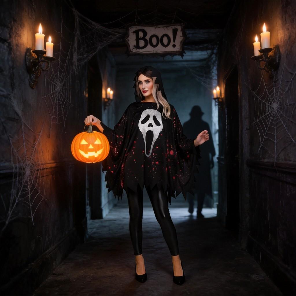 Halloween Ghost Cosplay Costume With Cloak For Women Drama Stage Performances