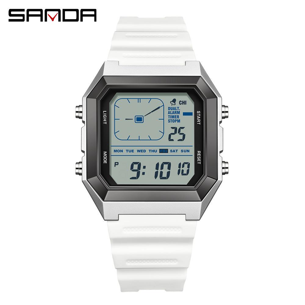 Sanda 6307 Quadratische Analoge Wasserdichte Leuchtende Countdown-Uhr