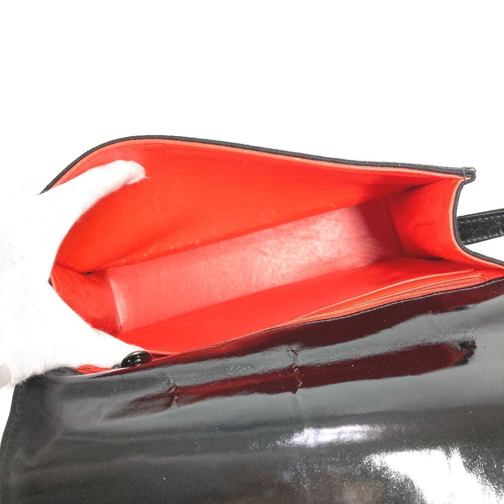 CHANEL vintage CC logo flap bag Shoulder Bag cotton / Patent Leather Black