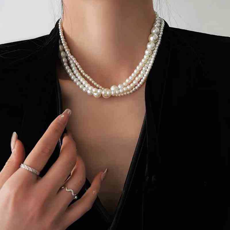 Exaggerated Cyber Multilayer Bead Punk Collar Clavicle Chain Geometric Bead Necklace Female Beads