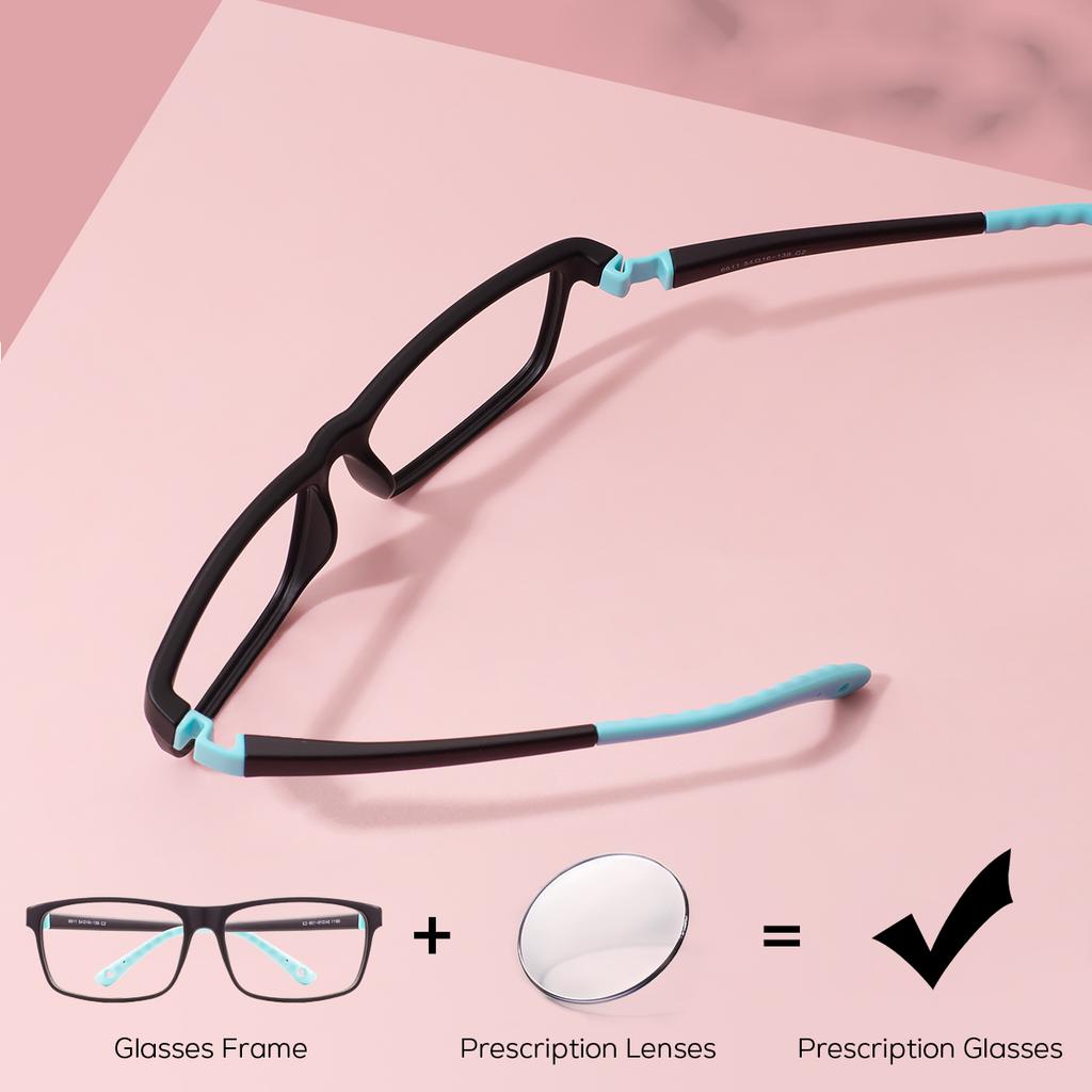 Ultralight TR90 Kids Boys Rectangular Full Rim Flexible Prescription Glasses Girls Plastic Square Children Optical Glasses