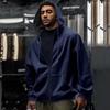 Men S Loose Fleece Lined Drawstring Colorblock Hooded Zip Cardigan Sweatshirt