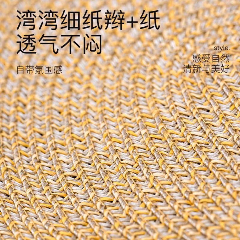 

New flat top hat, children s flat edge, silk scarf, sunshade, sun protection, Lafite straw hat, large cover hat, high-end top hat. Average size