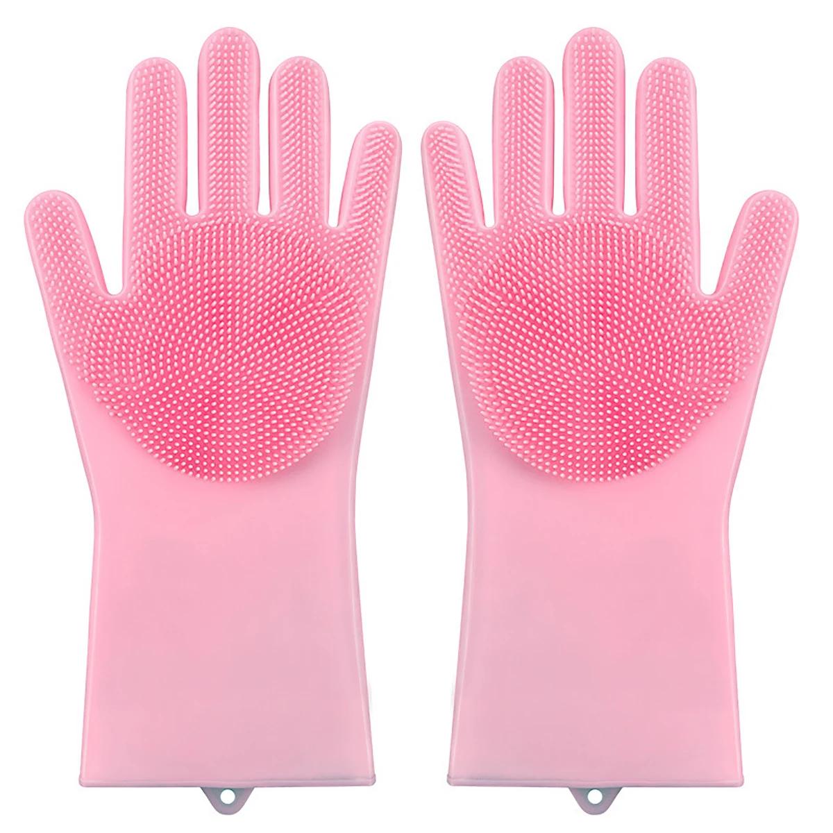 

Magic Pet Hair Removal Glove Dog Cat Grooming Bathing Glove with Silicone Scrubber for Bath Massage Deshedding and Cleaning 7XL рожевий