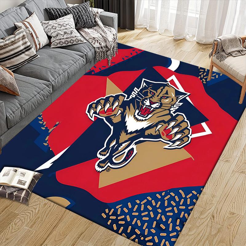Florida Panthers2 Flannel Pattern Square Carpet,Area Rug,Carpet Rug for Living Room Bedroom Sofa Playroom Decor,Non-slip Floor Mat
