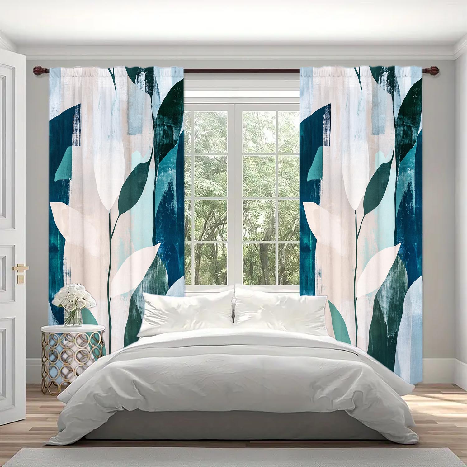 

2 Panels Decorative Painting of Green Plants Curtains Versatile Design Suitable for Any Style Creating a Peaceful Living Space 100*130 Grommet Top 1pcs