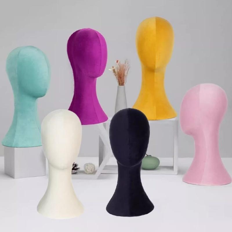 Color Velvet Fabric Cover Female Mannequin Head For Hat Wigs and Jewelry Display