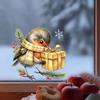 Christmas Static Sticker Featuring A Cute Robin Holding A Pattern, for Bedroom, Living Room, and Window.