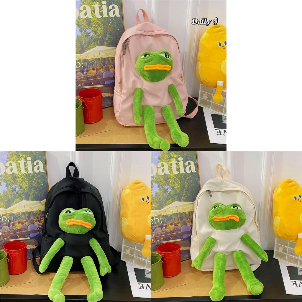 Cartoon-Frosch-Rucksack für Kinder und Jugendliche, Oxford-Stoff, lässige Schultasche mit Luftstrom-Komfort