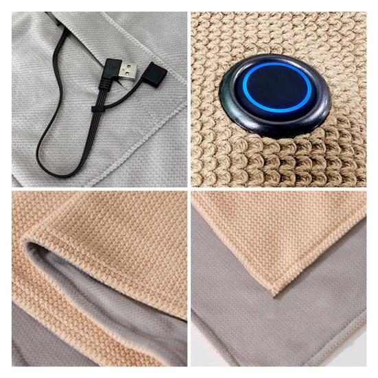 USB-drevet varmesjalteppeveske 2-i-1 elektrisk varmeskjerfteppe trådløs varmeponcho sammenleggbart elektrisk teppe