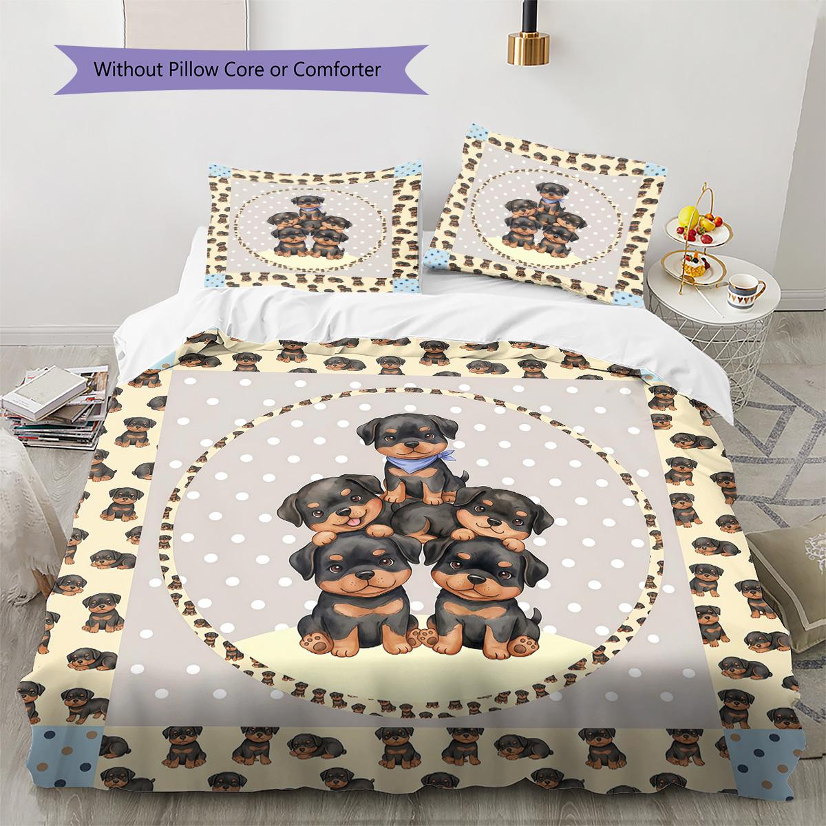

Dog Cartoon Puzzle Pattern Bedding Set Quilt Cover Pillowcase Home Decor Gift (1 * duvet cover + 2 * pillowcase, without core) 135x200cm