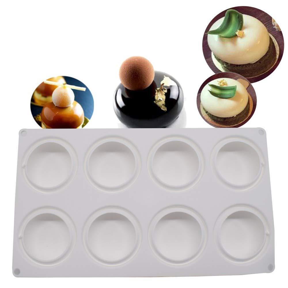Multifunctional silicone model mousse cake mold, mousse mold, baking mold, ice cream mold (8-hole round mold)