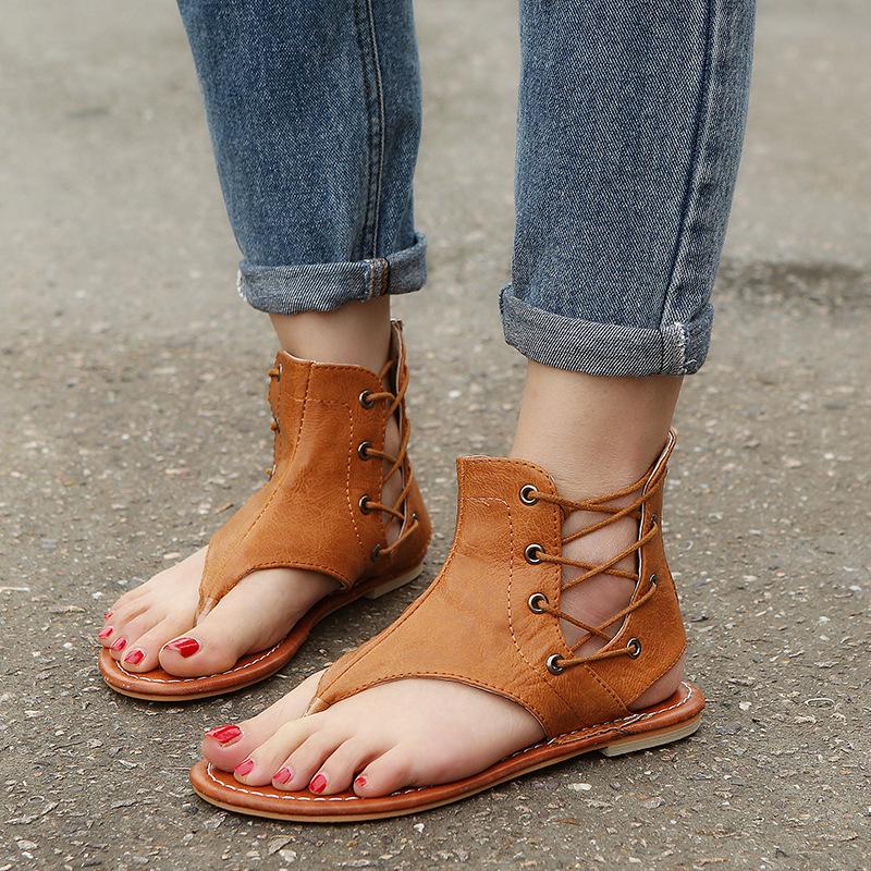 In Stock Summer 2021 New Arrivals Herringbone Sandals European & American Plus Size Flats
