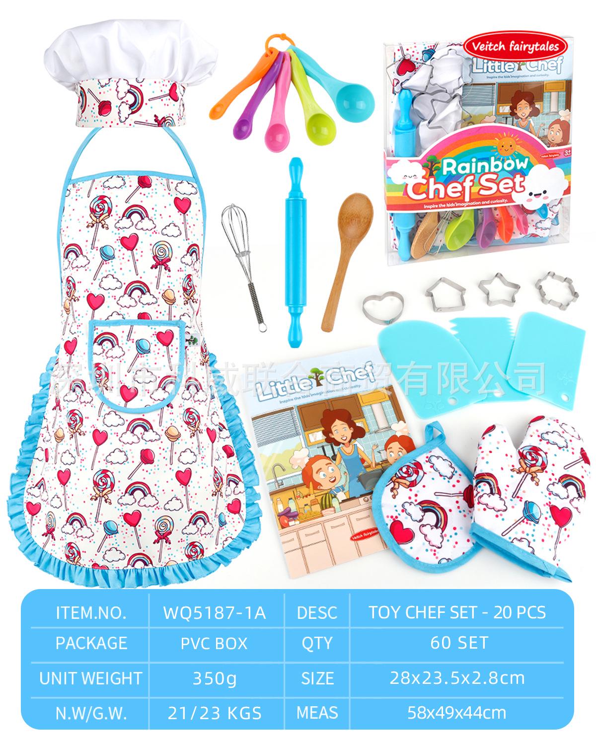 Children s Kitchen Role-Play Set: Baking & Cooking Kit with Apron, Gloves, Coloring Book, and Molds