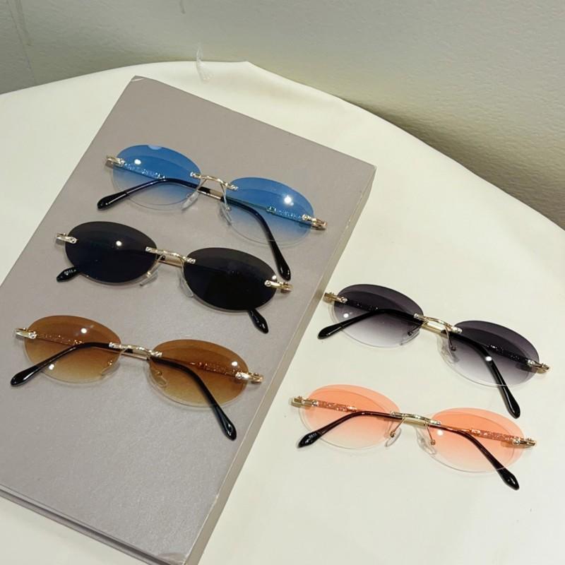 Rimless Oval Sunglasses  Men New Fashion Gradient Outdoor Casual Shades Women Trendy Brand Design Decor Sun Glasses