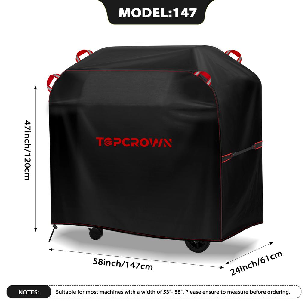 [Tc-420D Red Line Bbq Cover] Topcrown Outdoor Barbecue Grill Cover, Uv-Resistant 420D Oxford Cloth Material, Windproof Design with Adjustable Straps