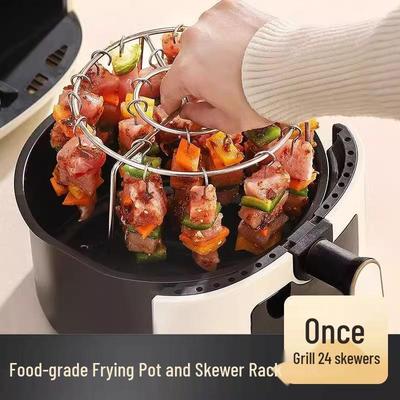 Round Stainless Steel Hanging Skewer Rack for Air Fryer Oven and BBQ