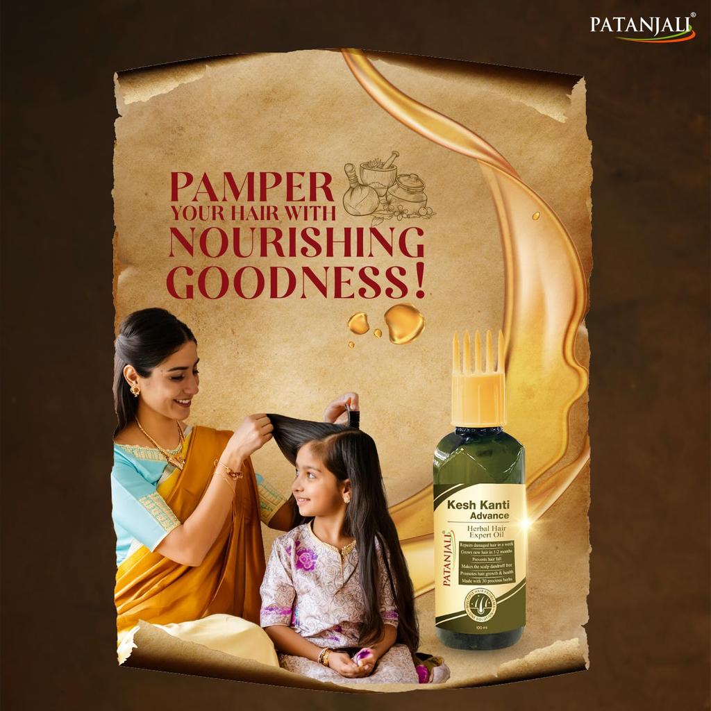 Patanjali Kesh Kanti Advance Herbal Hair Expert Oil 100 ml Nourishing Scalp Care For Stronger Longer Hair Men Women