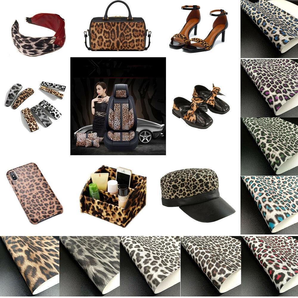 Glitter Shiny Sparkle Leopard Print Fabric PU Leather Waterproof DIY Sewing Bows Craft A4/A5 Sheets