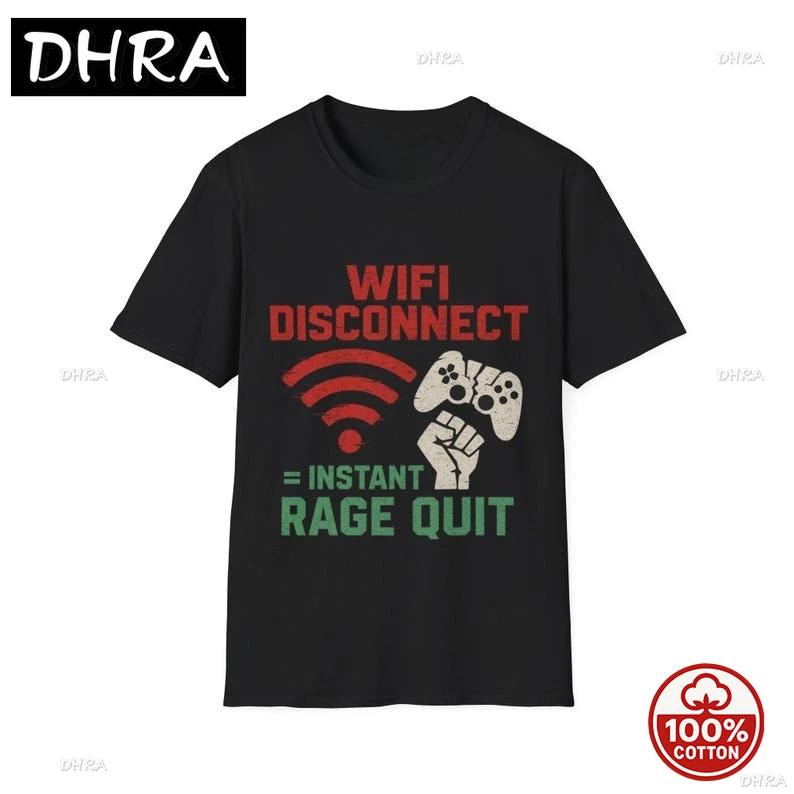 Funny Gamer TShirt WiFi Disconnect Instant Rage Quit Tee Gift for Gamers Students Sleeve Tshirts Unisex Tshirt Hombre TShirt S
