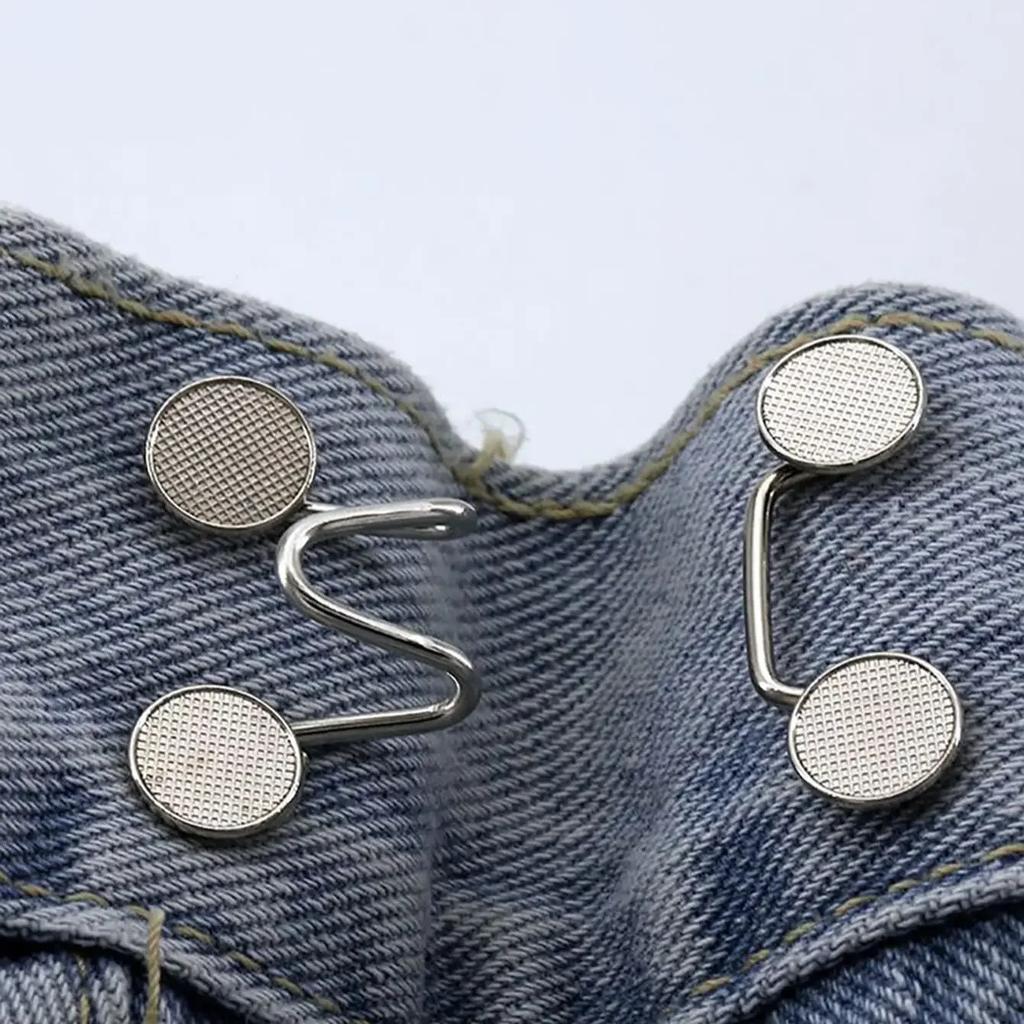 1Sets Metal Jeans Waist Buckle Adjustable Nail-free Snaps Fastener Button Detachable Waist Tightener Household