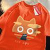 The Sun Orange Cat Fun Japanese Style Male Cotton O-Neck T-Shirt Summer Loose Oversize Clothes High Quality Brand Short Sleeve