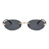 Retro Rimless Oval Women Sunglasses Fashion Designer Gradient Lens UV400 Protection Stylish Sun Glasses for Men and Women