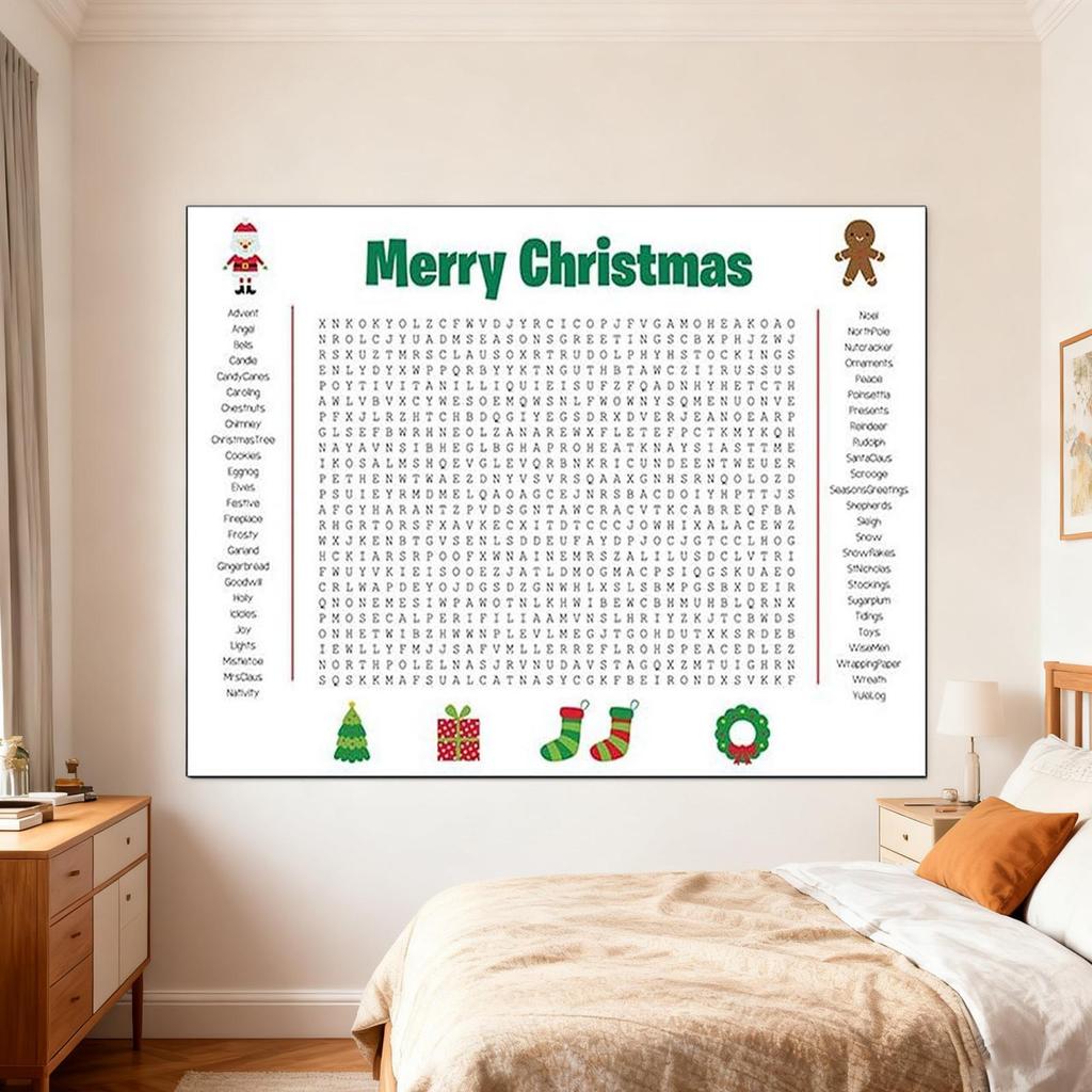 Giant Word Search Poster 36x24 Inch Fun Interactive Activity Giant Christmas Activity Poster For Adults Seniors Bathroom Kids