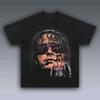 T-shirt con Stampa Ritratto Vintage di Bret Hart Uomo Donna Anni '90 Superstar del Wrestling Fan Casual Streetwear Cotone Manica Corta