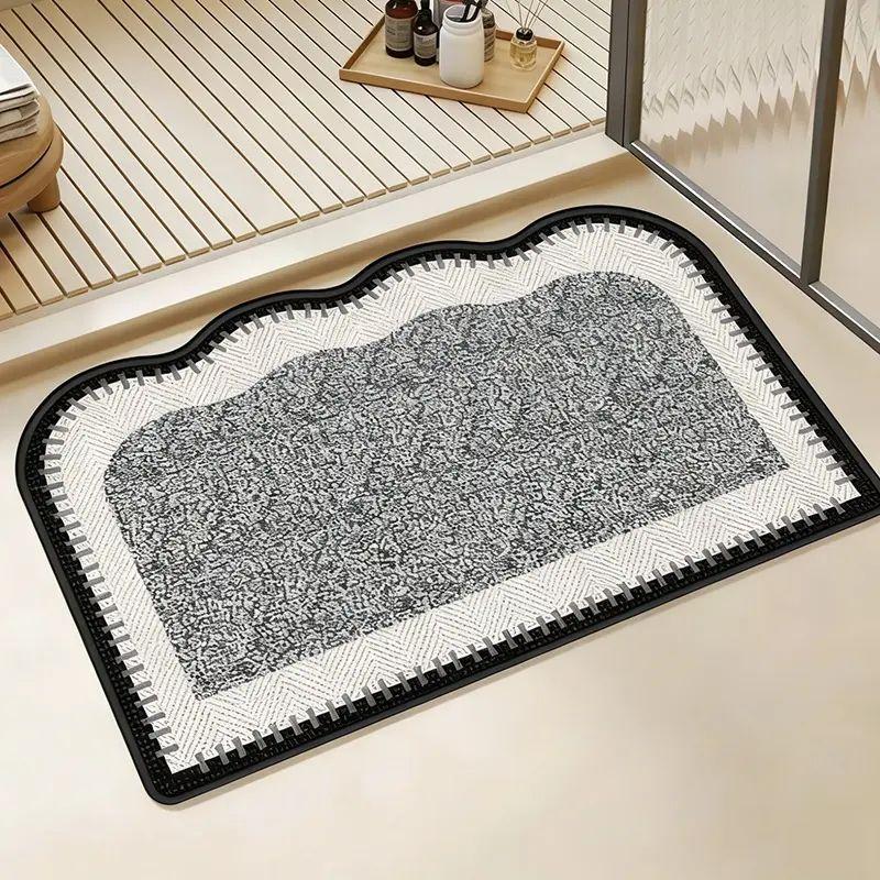 French Minimalist Bathroom Floor Mat, Soft, Quick Drying, Absorbent, Non Slip, Washable Door Mat, Bathroom Home Decor