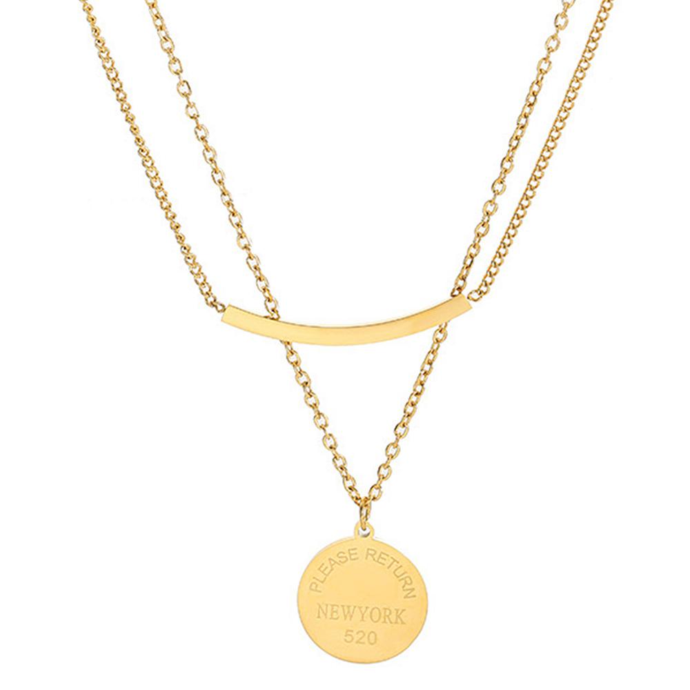 Stainless Steel Necklaces Vintage Temperament Geometric Circle Pendant Multilayer Chain Necklace For Women Zircon Party Gifts