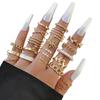 European and American butterfly diamond ring mixed batch pearl ring female leaf geometric chain joint ring set