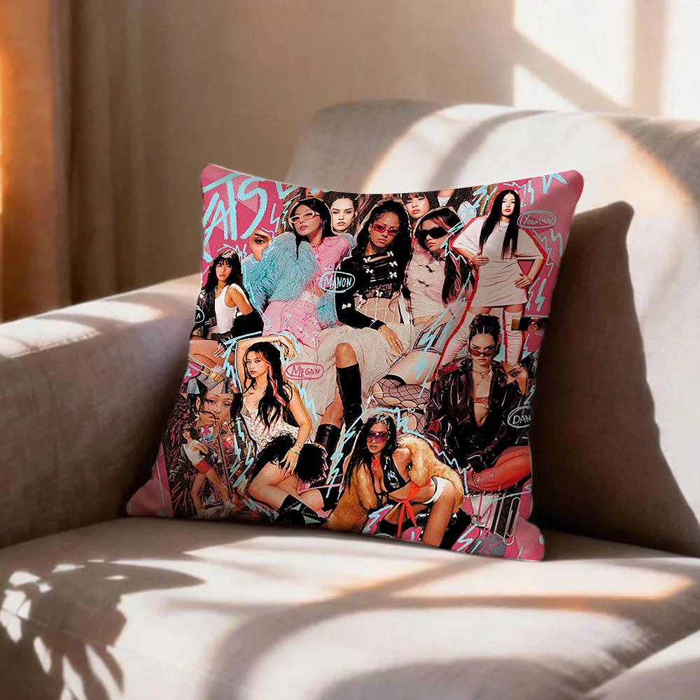 COOL Kpop Band KKatseye Pillow Case Pattern Printed Pillowcase For Living Room Sofa Cushion Cover